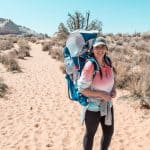 hiking white pocket with a baby